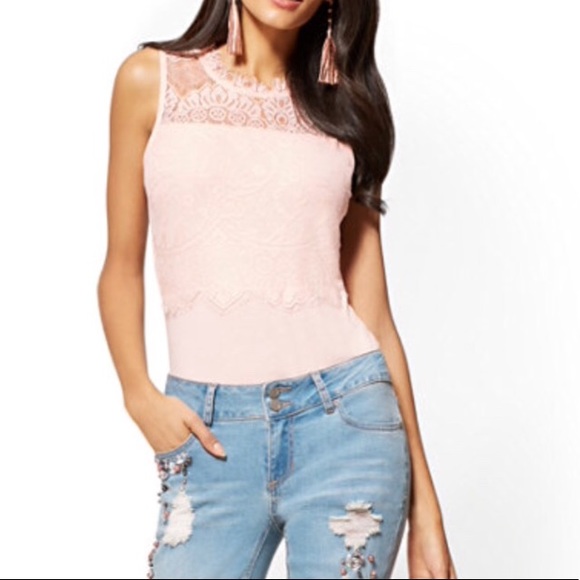 💢last one💢 lace mock neck bodysuit honey pink - Picture 4 of 8